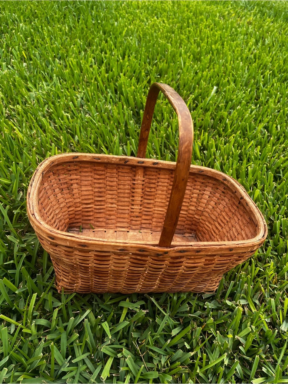 Vintage Handwoven Split Ash Small Market Basket Handmade